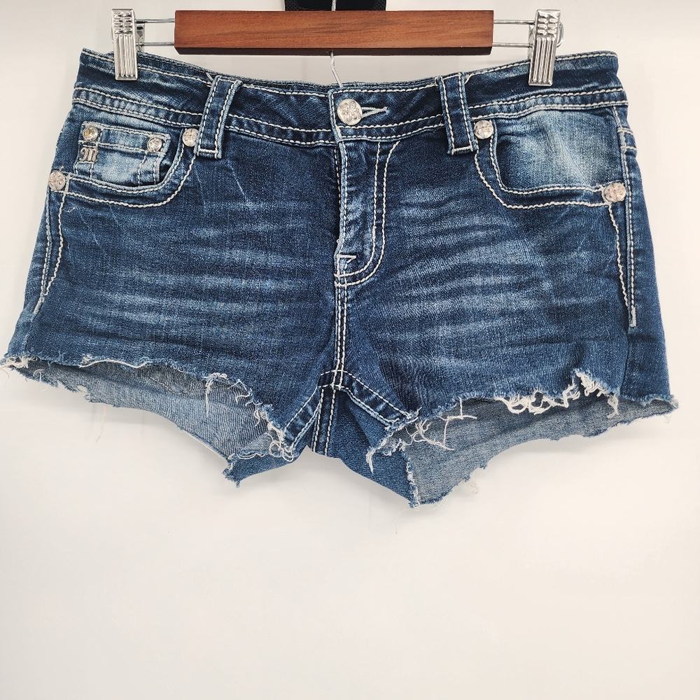 Miss Me Cutoff Shorts Embossed Fleur De Lis Pockets